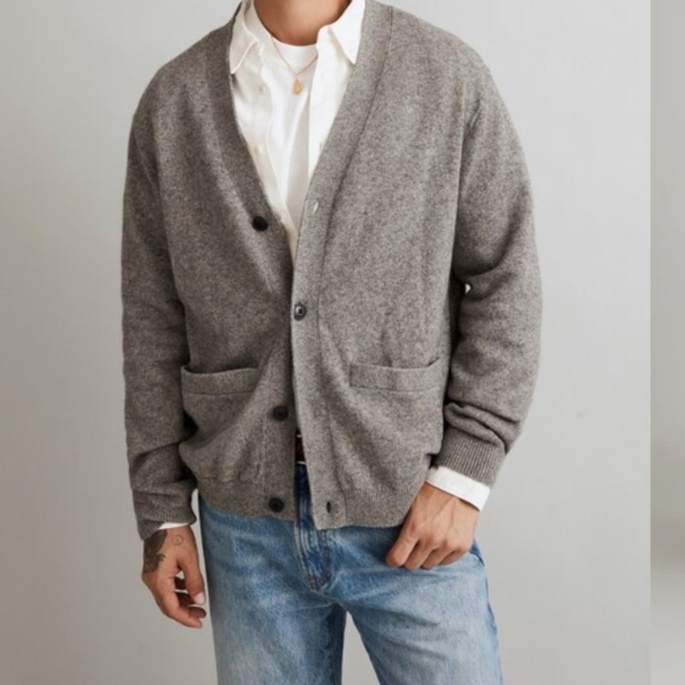 Madewell Merino Men's Gray Cardigan Sweater